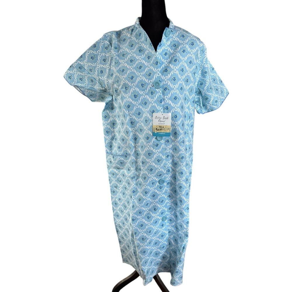 VTG Nightgown Medium Cotton Suede Flannel Sanforized Lowenstein Pajamas Night‎